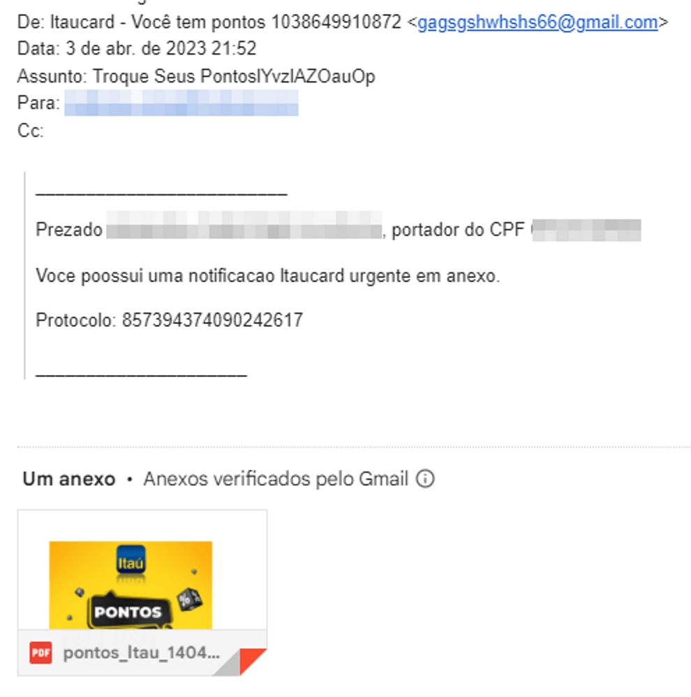 Engenharia Social - Principais tipos - E-mail de Phishing