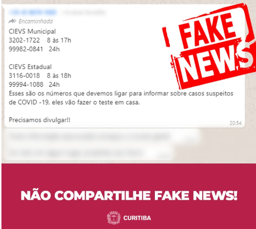 Fake News - Prefeitura de Curitiba - Coronavírus - Softwall